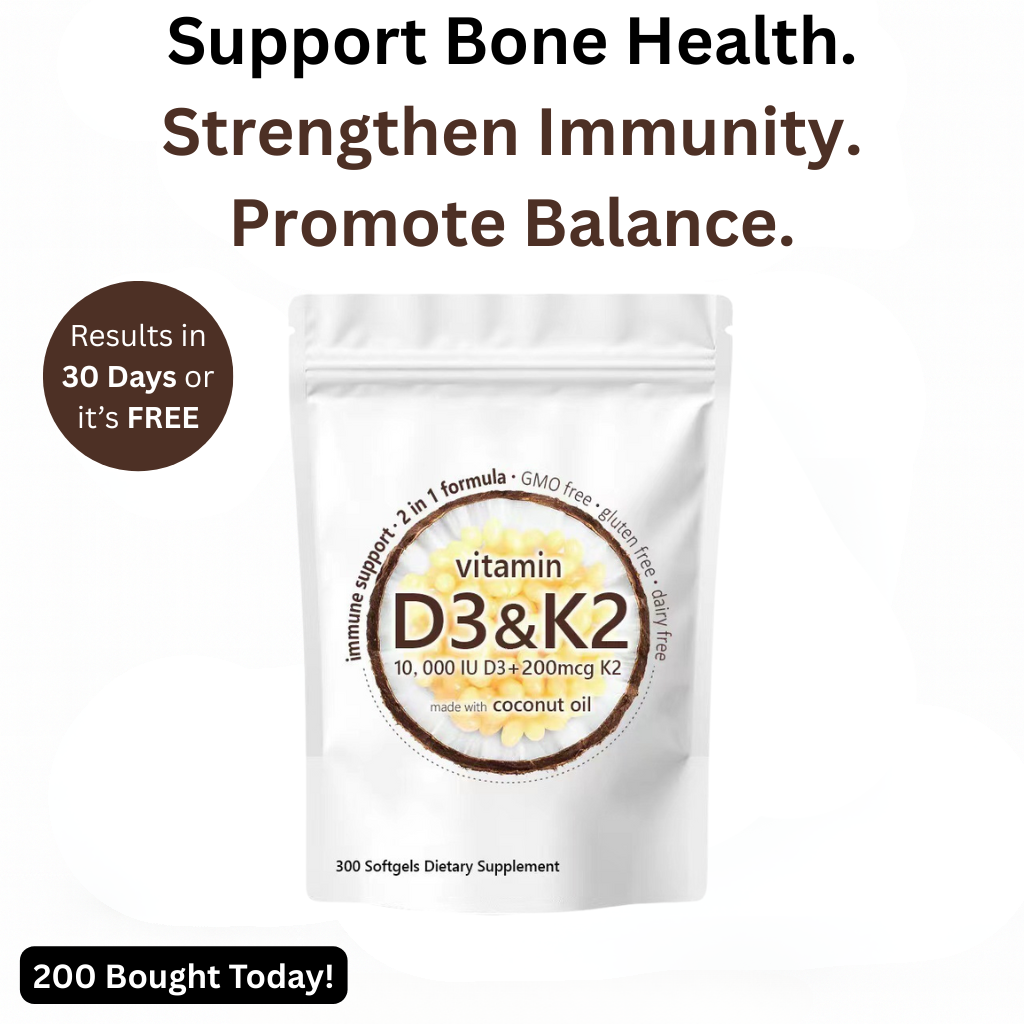 Vitamin D3 + K2 Supplement Softgel Capsules